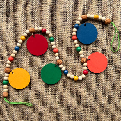 Little Apple Orchard Handmade Mini Garland. Features five apples on round circles. Fall, autumn, harvest decor or gifts.